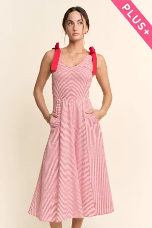 wholesale clothing plus stripe blocked tie straps midi dress davi & dani