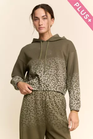 wholesale clothing plus ombre leopard pullover hooded sweatshirt davi & dani