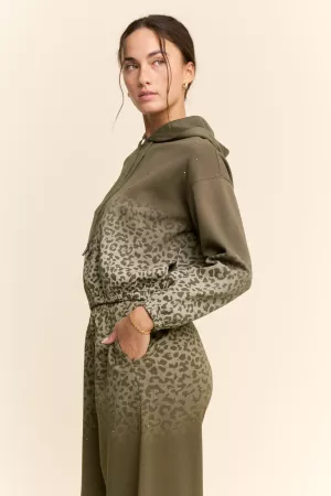 wholesale clothing ombre leopard print pullover hooded sweatshirt davi & dani