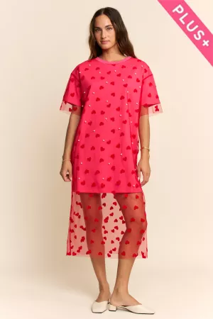 wholesale clothing plus heart mesh layered t shirt dress davi & dani