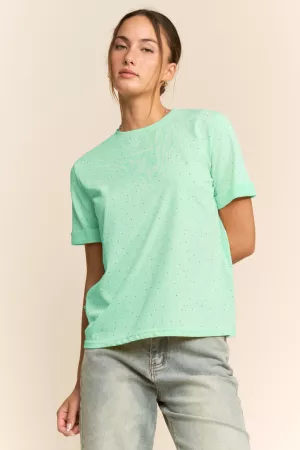 wholesale clothing rhinestone embellished relaxed crew neck tee davi & dani