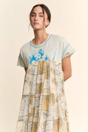 wholesale clothing angel printed french terry top bottom midi dress davi & dani