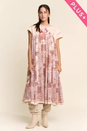 wholesale clothing plus angel printed french top bottom midi dress davi & dani