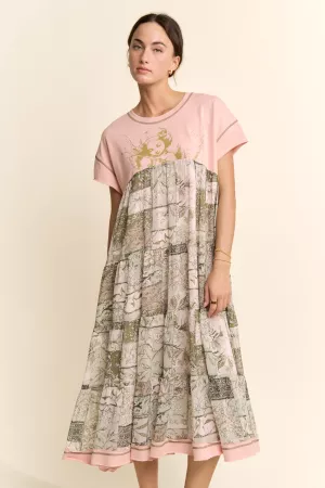 wholesale clothing angel printed french terry top bottom midi dress davi & dani