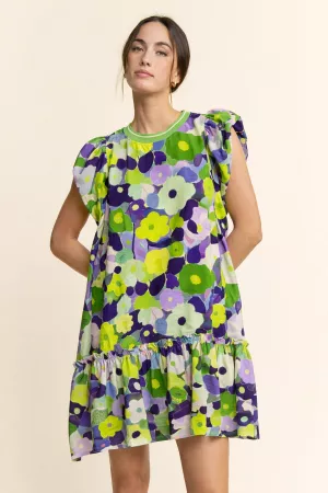 wholesale clothing ruffle sleeve floral dress davi & dani