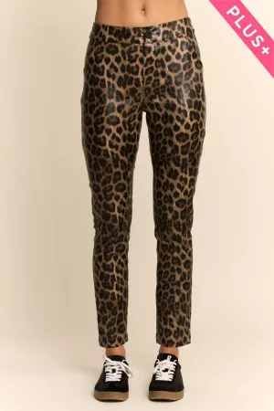 wholesale clothing plus leopard elastic waist barrel pants davi & dani