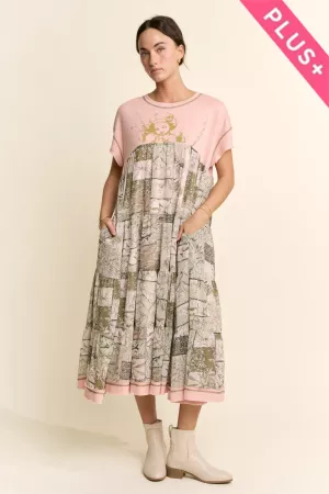 wholesale clothing plus angel printed french top bottom midi dress davi & dani