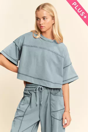 wholesale clothing plus mineral washed exposed barrel pants set davi & dani