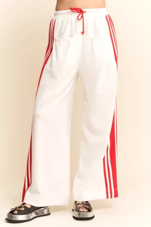 wholesale clothing knee pleatsed drawstring tie up sweat sport pants davi & dani