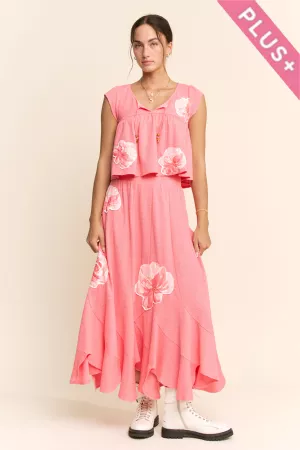 wholesale clothing plus crinkled top elastic waist maxi skirt set davi & dani