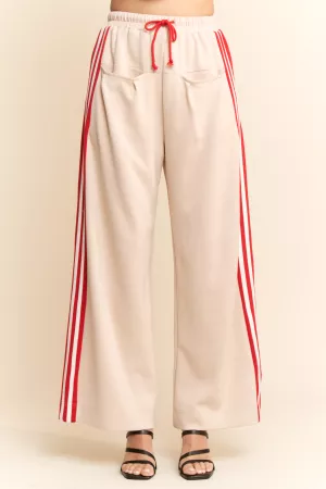 wholesale clothing knee pleatsed drawstring tie up sweat sport pants davi & dani