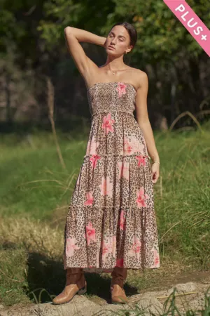 wholesale clothing plus strapless smocked tiered maxi dress davi & dani