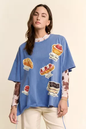 wholesale clothing french dessert graphic drawstring tee davi & dani