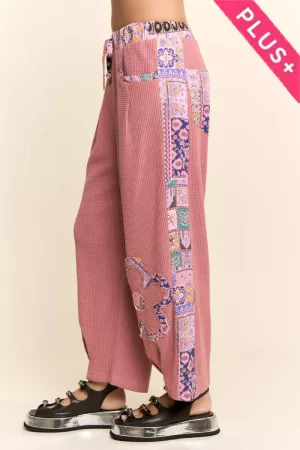 wholesale clothing plus drastring elastic waist knit texture  pants davi & dani