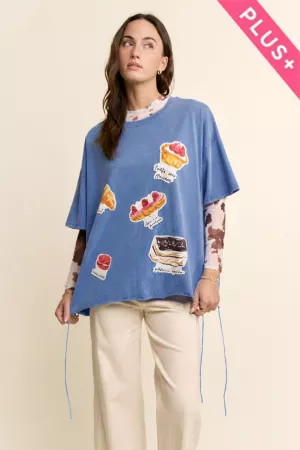 wholesale clothing plus french dessert graphic drawstring tee davi & dani
