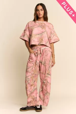 wholesale clothing plus camo print lounge top and tie  leg pants set davi & dani