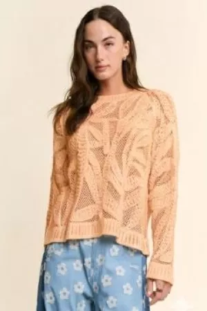 wholesale clothing openwork crochet lace sweater with floral davi & dani