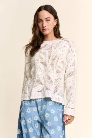 wholesale clothing openwork crochet lace sweater with floral davi & dani