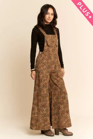 wholesale clothing plus animal printed denim wide overall pants davi & dani