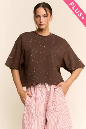 wholesale clothing plus multicolor star print relaxed tee davi & dani