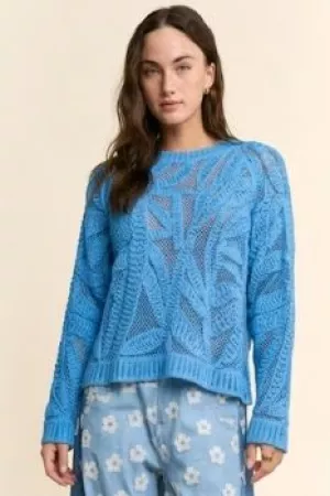 wholesale clothing openwork crochet lace sweater with floral davi & dani