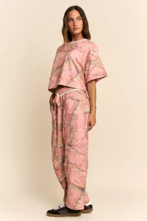 wholesale clothing camo print lounge top and tie leg pants set davi & dani