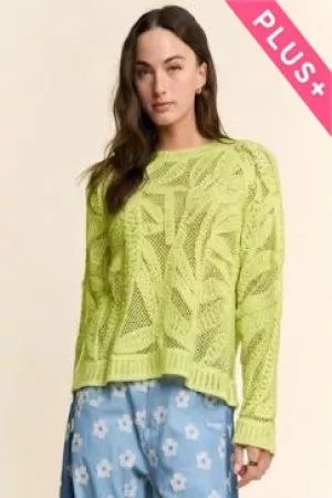 wholesale clothing plus openwork crochet lace sweater with floral davi & dani