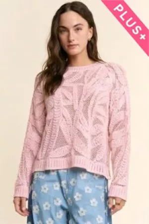wholesale clothing plus openwork crochet lace sweater with floral davi & dani