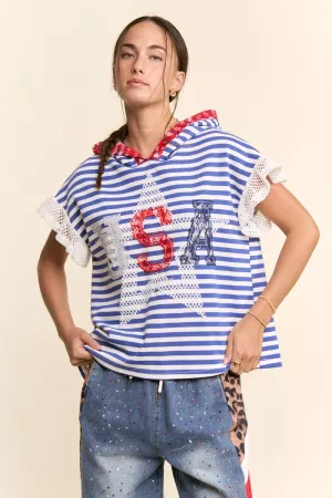 wholesale clothing usa star patchwork hoodie top davi & dani