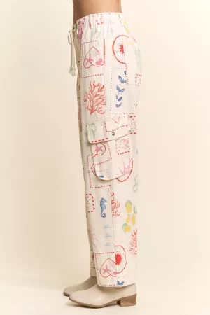 wholesale clothing printed twill denim cargo pants davi & dani