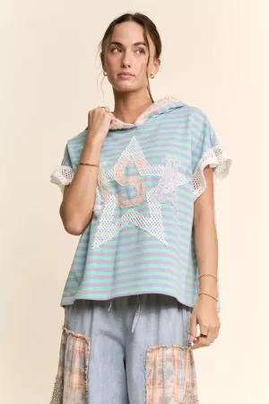 wholesale clothing usa star patchwork hoodie top davi & dani