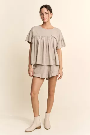 wholesale clothing babydoll top ruffle elastic waistband short pant davi & dani