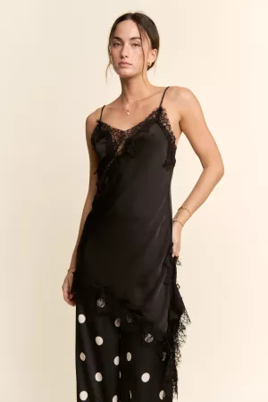 wholesale clothing glamorous trimmed silk slip dress lace ruffle davi & dani