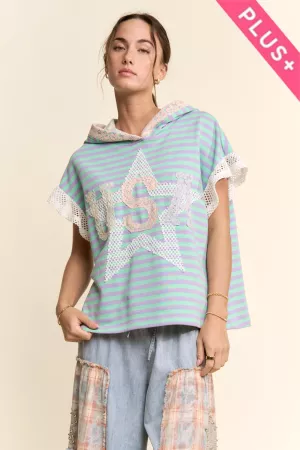 wholesale clothing plus usa star patchwork hoodie top davi & dani