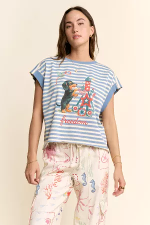 wholesale clothing striped french terry patriotic puppy printed top davi & dani