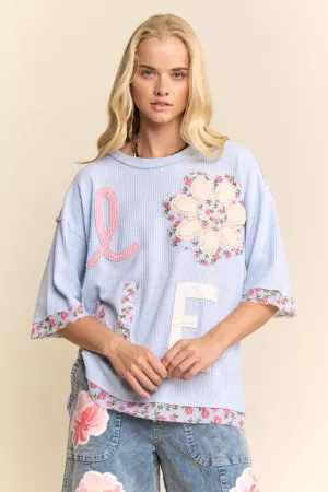 wholesale clothing love letter patchwork top davi & dani