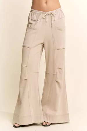 wholesale clothing garment washed panel elastic waist wide leg pants davi & dani