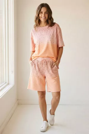 wholesale clothing rhinestone ombre sweatshirt and shorts set davi & dani