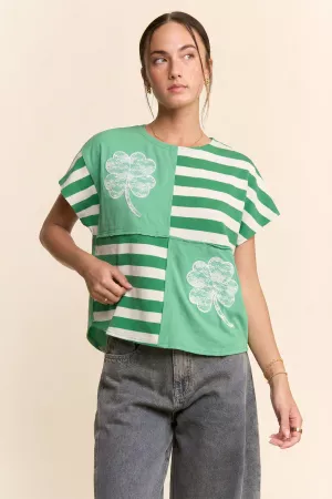 wholesale clothing clover lace embroidery detail short sleeve top davi & dani