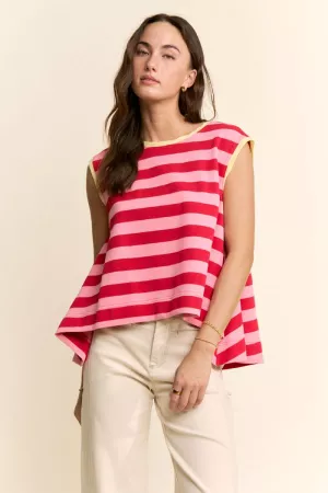 wholesale clothing striped sleeveless relaxed fit top davi & dani