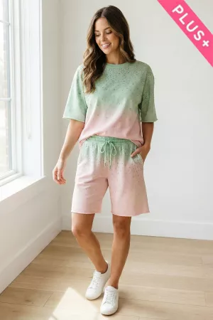 wholesale clothing plus rhinestone ombre sweatshirt and shorts set davi & dani