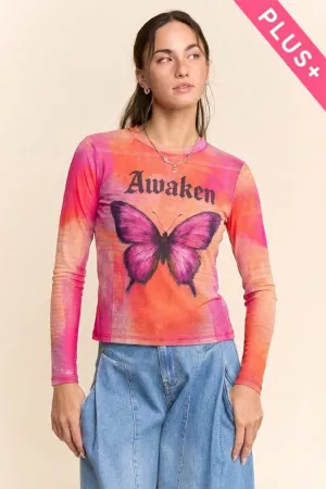 wholesale clothing plus crew neck lightweight stretchy mesh top davi & dani