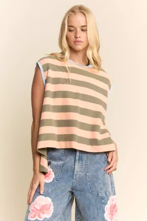wholesale clothing striped sleeveless relaxed fit top davi & dani