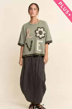 wholesale clothing plus love letter patchwork top davi & dani