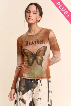 wholesale clothing plus crew neck lightweight stretchy mesh top davi & dani