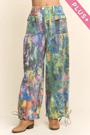 wholesale clothing plus printed denim wide open mid high waist pant davi & dani