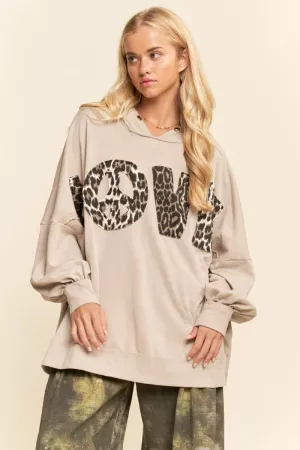wholesale clothing leopard love oversized hoodie davi & dani