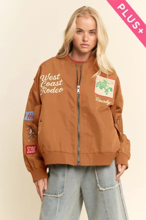 wholesale clothing plus west coast rodeo embroidered bomber jacket davi & dani