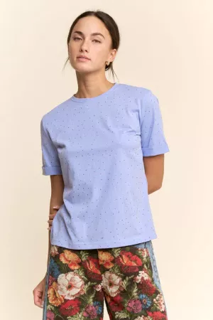 wholesale clothing rhinestone embellished relaxed crew neck tee davi & dani