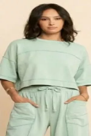 wholesale clothing plus mineral washed top elasic barrel pants set davi & dani